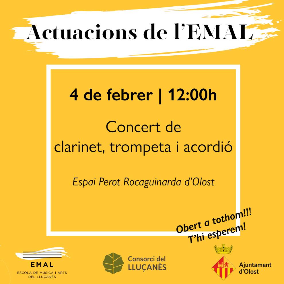 Concert de l'EMAL a Olost (Clarinet, trompeta i acordió)